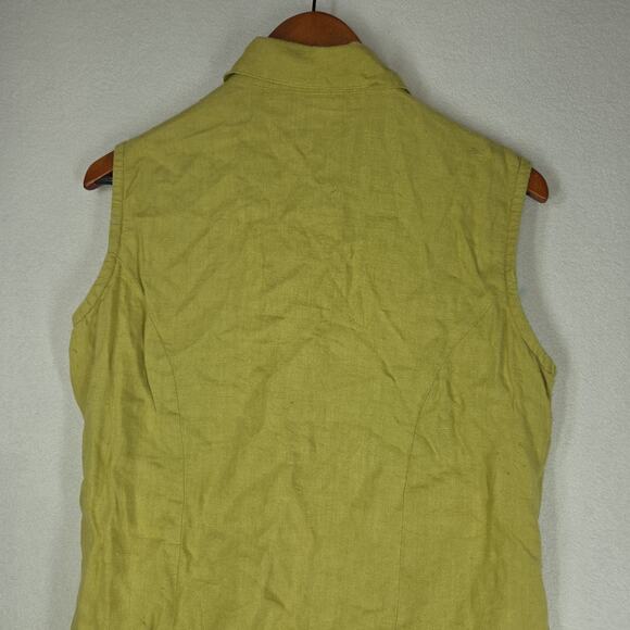 Vintage Chicos Womens Top 2 Large Linen Green Pockets Business Workwear Grandma - Picture 8 of 11